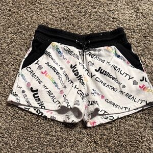 Justice Black and White Fleece Shorts